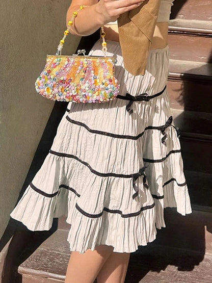 Sweet Bow High Waist Midi Skirt