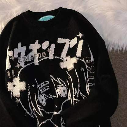 Anime Girl Oversized Knit Long Sleeve Sweater