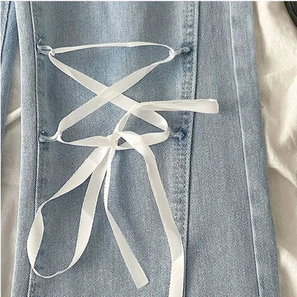 Sweet High Waist Lace Flare Jeans