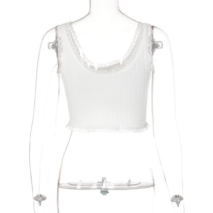 Lace Patchwork Bow Tank Top