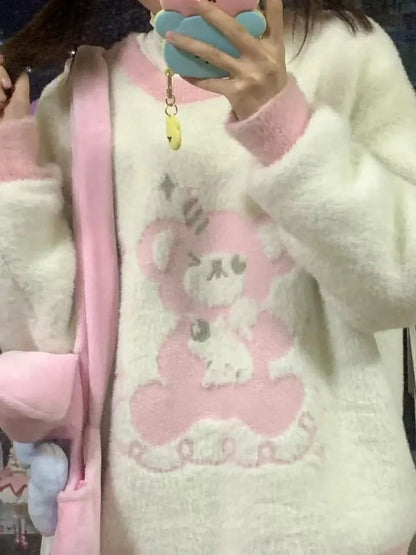 Bear Crew Neck Loose Sweater