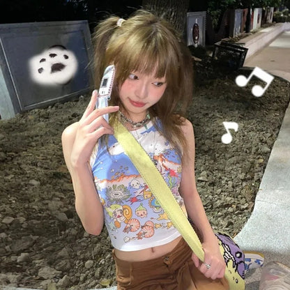 Harajuku Anime Print Tank Top