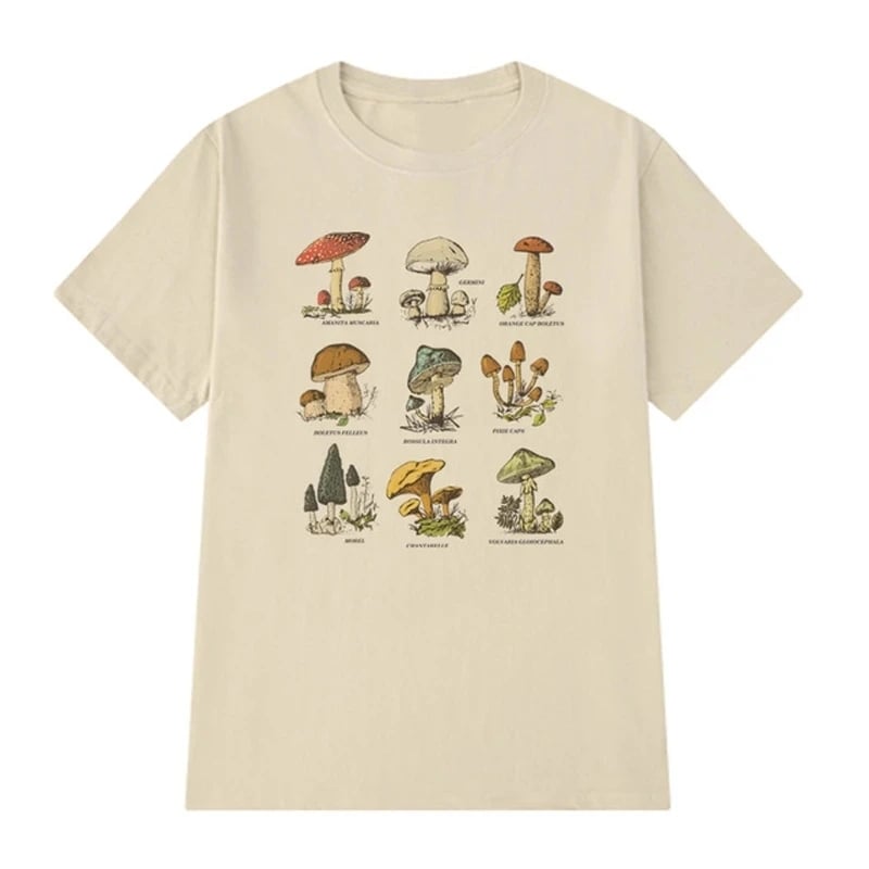 Mushroom Print Short Sleeve T-shirt