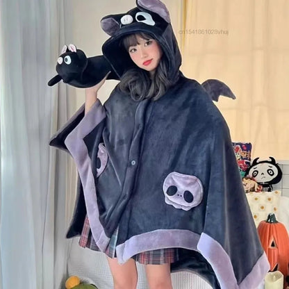 Japanese Bat Cartoon Plush Poncho