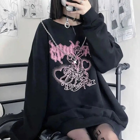 Knuckle Ring Bad Girl Print Sweater