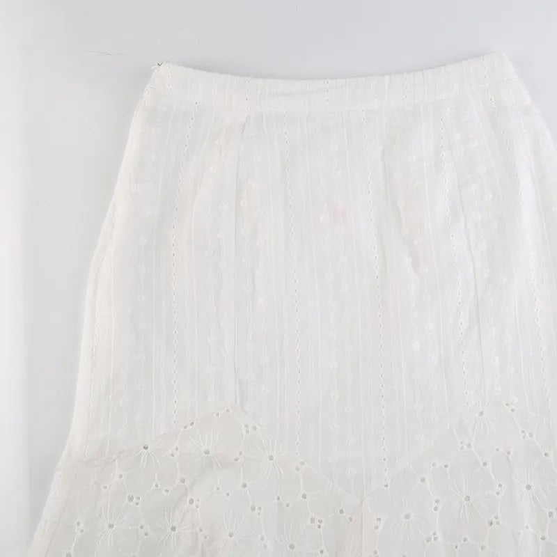 White Floral Lace Maxi Skirt