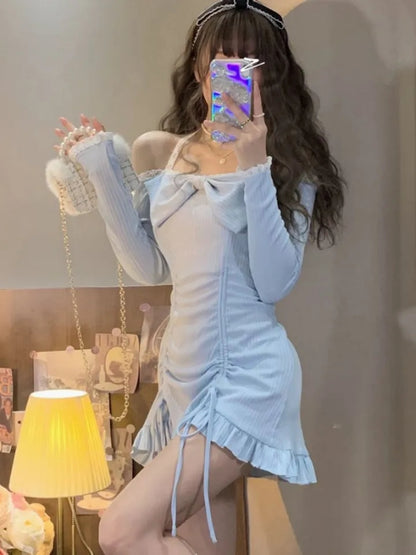 Ruffle Lace Wrap Bodycon Dress
