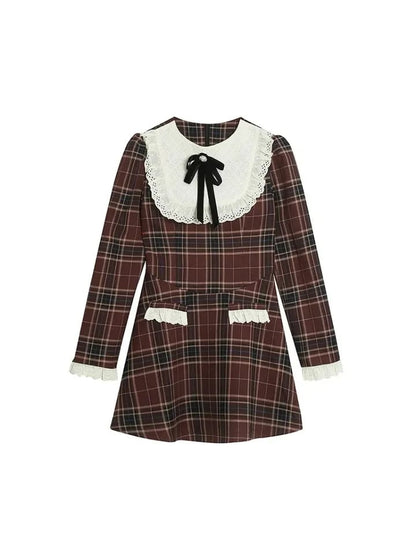 Preppy Plaid Long Sleeve Dress