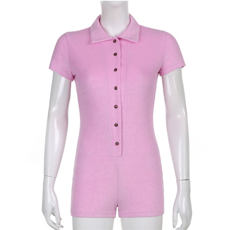 Pink Button Up Romper