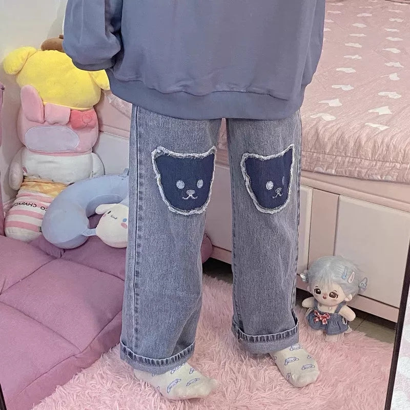 Bear Baggy High Waist Trousers