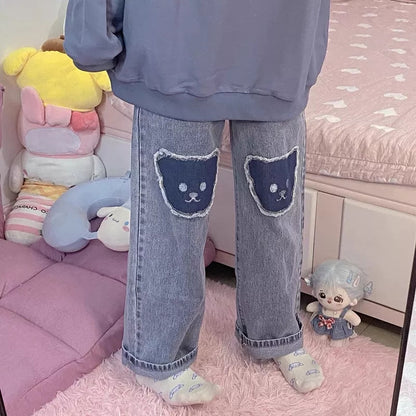 Bear Baggy High Waist Trousers
