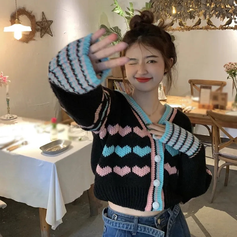 Heart Knit Cardigan Sweater