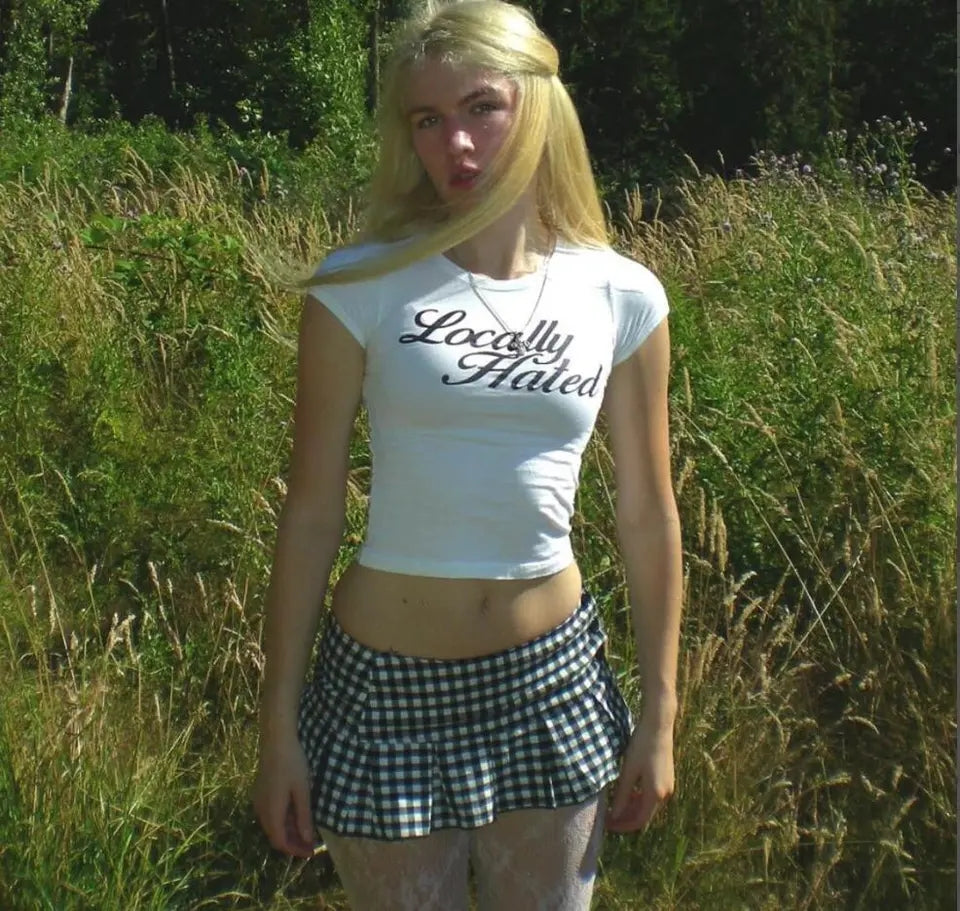 Hated Letter Print Crop Top