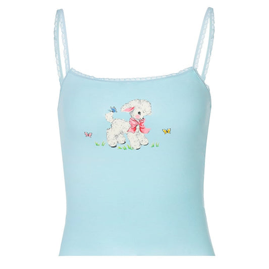 Blue Lamb Print Tank Top