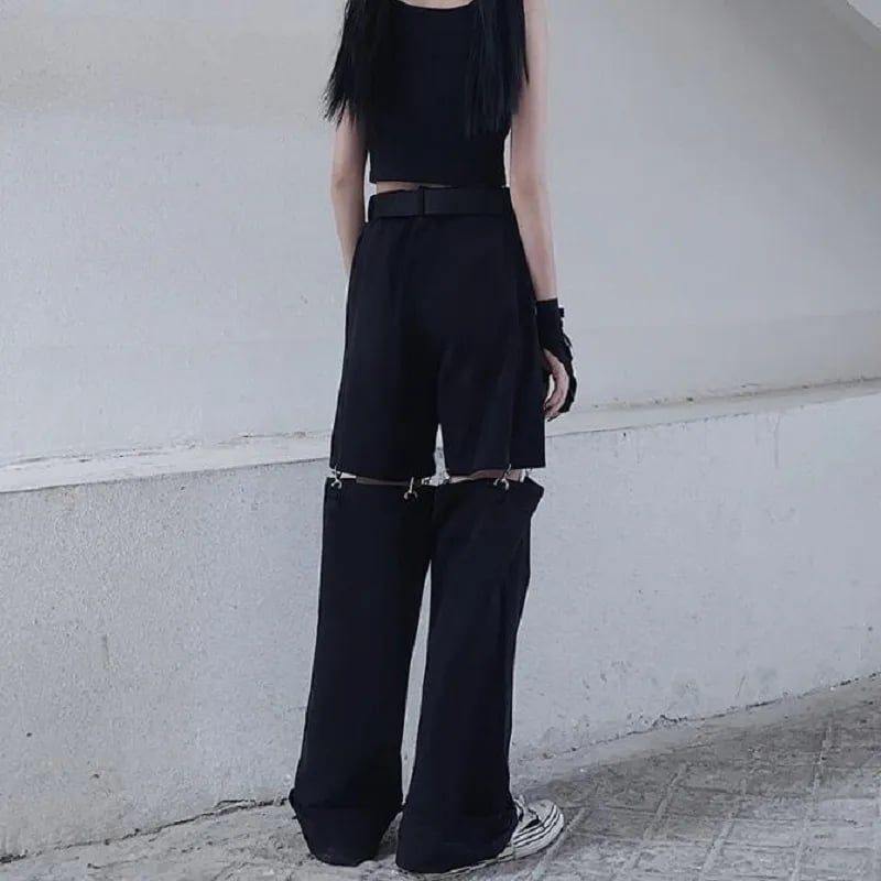 Black Cut Out Oversized Pocket Cargo Pants