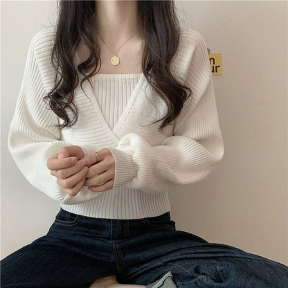 White Knit Crop Sweater