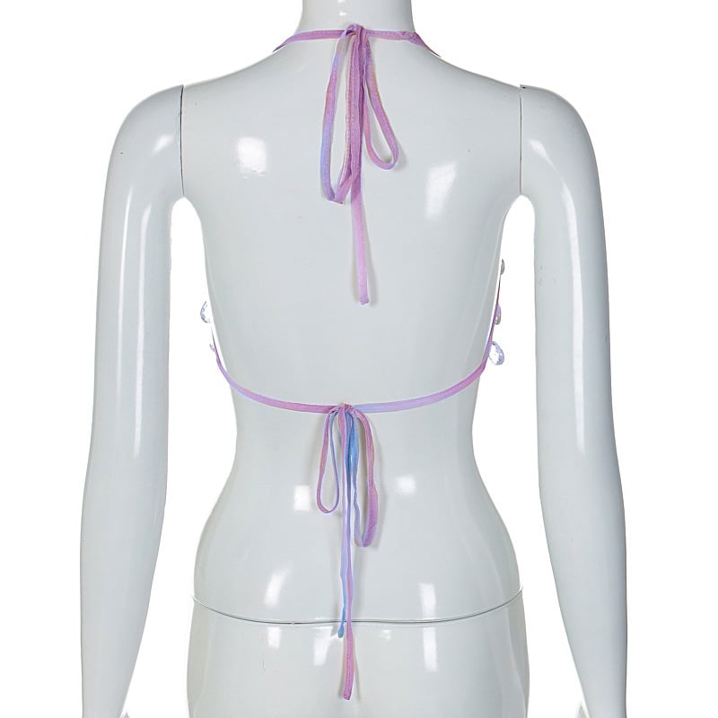 Droplet Crystal Transparent Halter Top