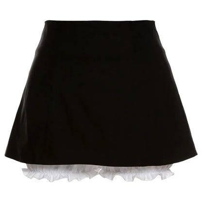 Black Ruffle High Waist Bloomers Mini Skirt