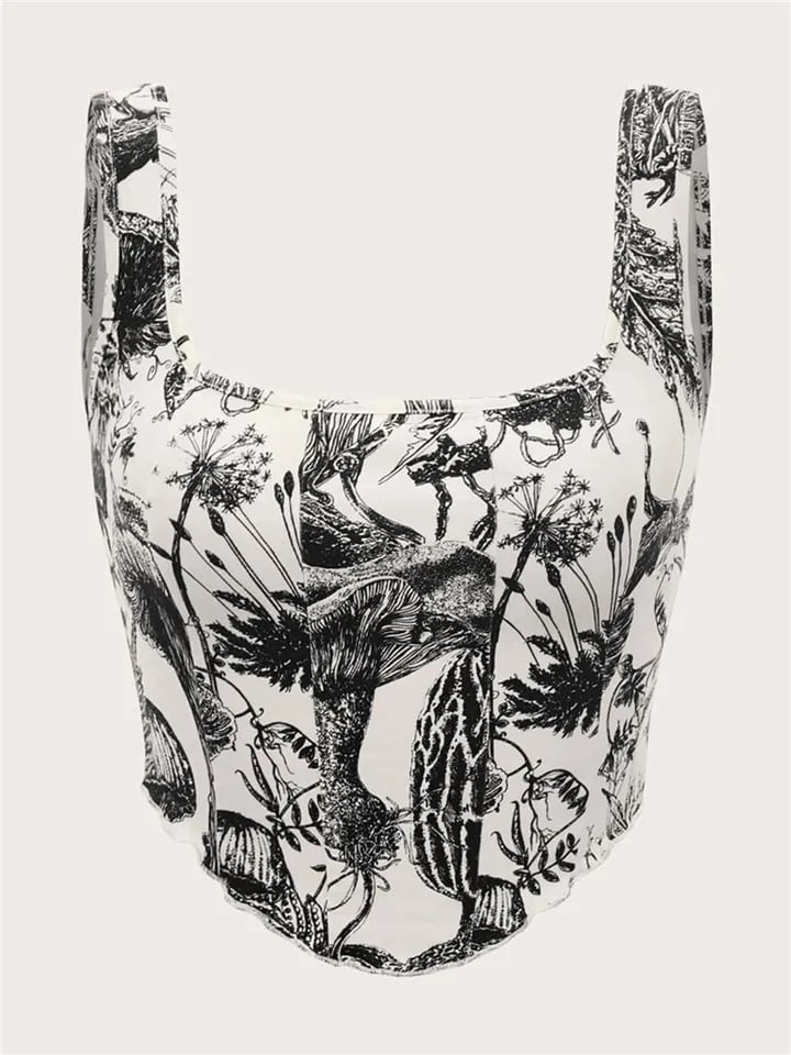 Black & White Plant Print Tank Top