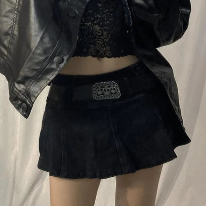 White Denim A-Line Low Waist Skirt