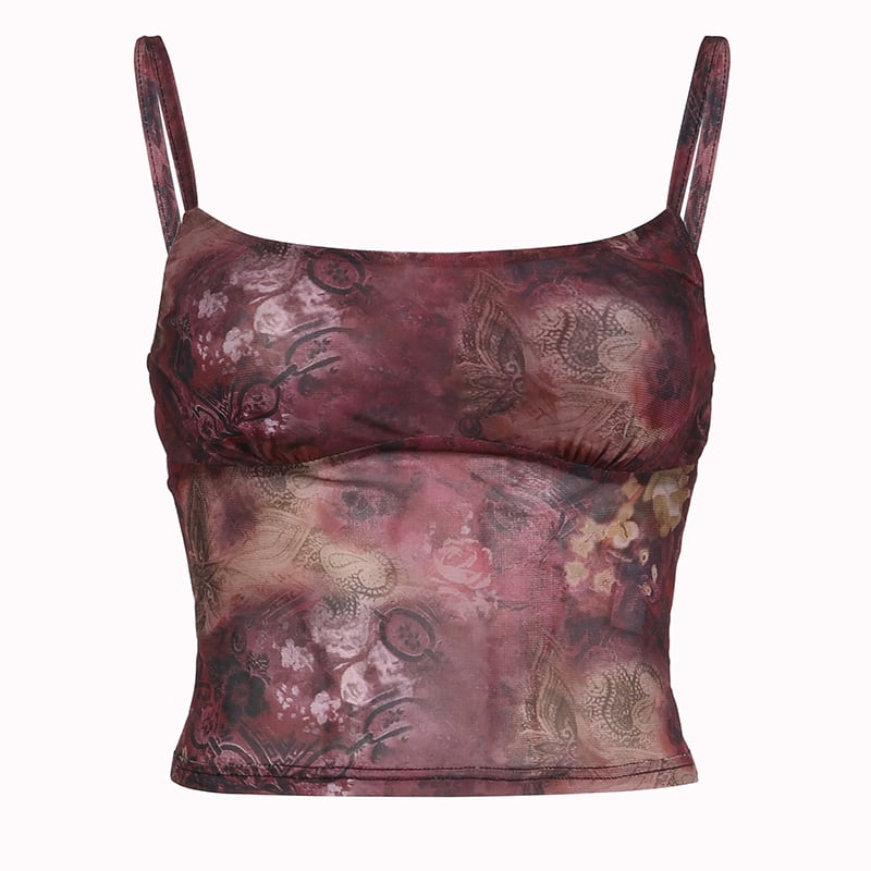 Grunge Floral Print Crop Top