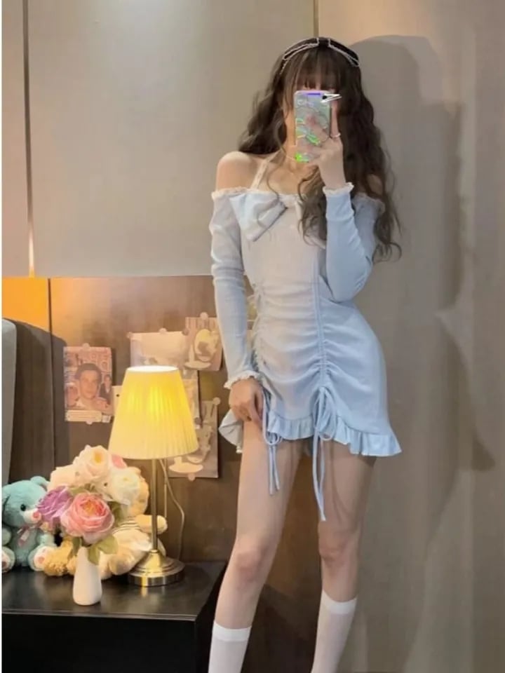 Ruffle Lace Wrap Bodycon Dress
