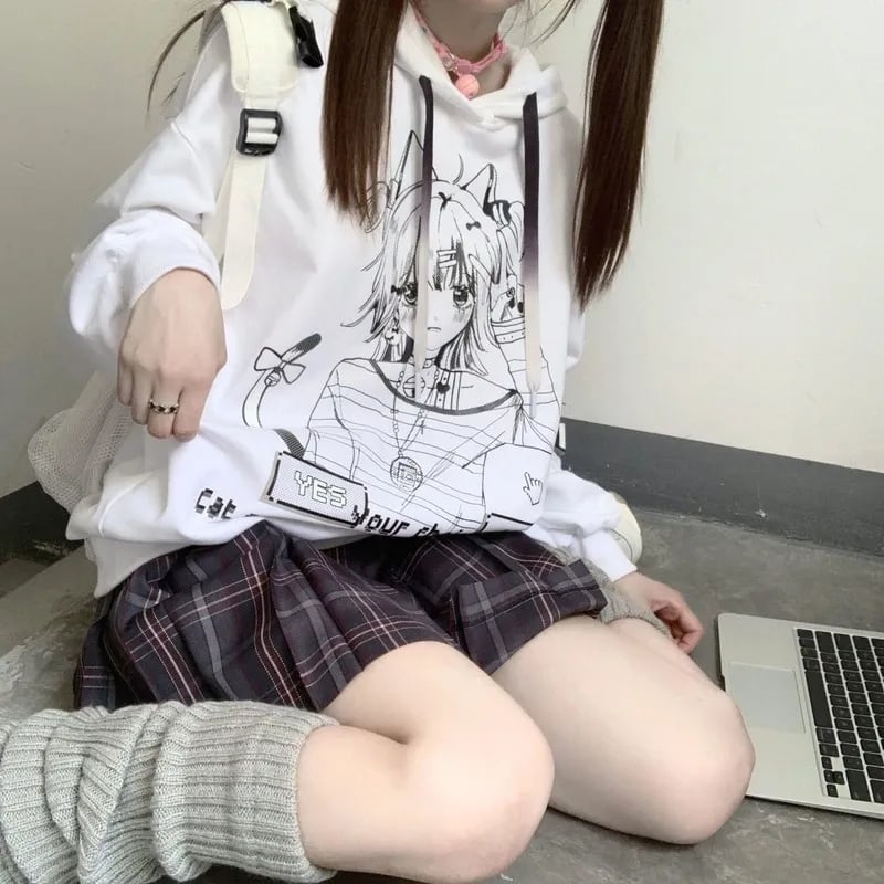 Anime Graphic Print Hoodie