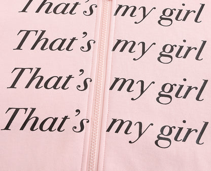 Pink Fluffy Cat Ears Letter Print Sweatshirt