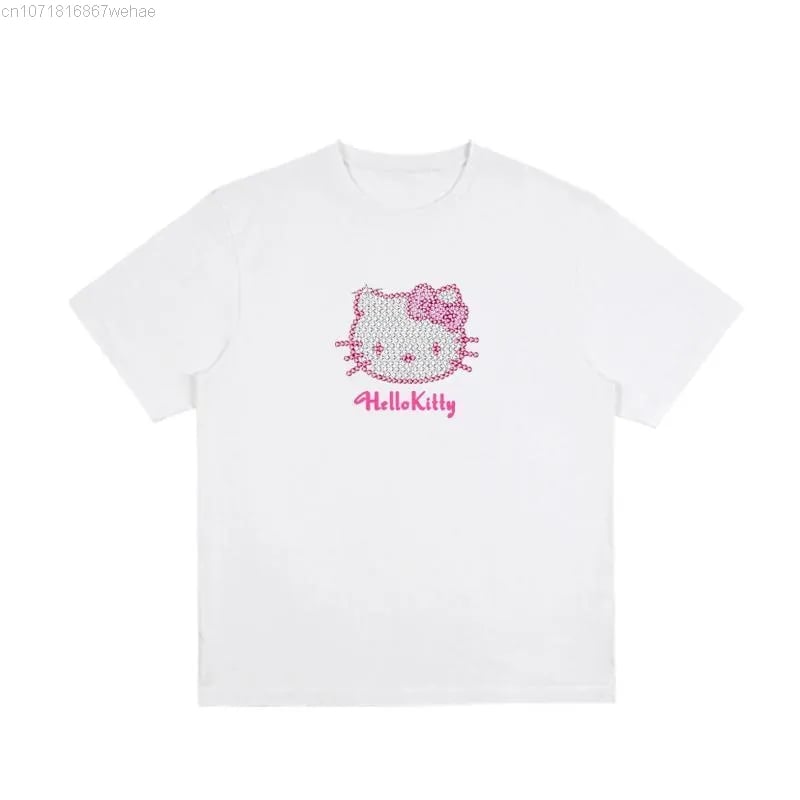 Kitty Cat Anime Rhinestone Short Sleeve T-shirt