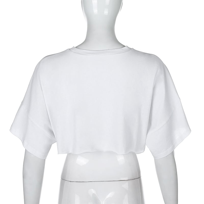 White Loose Cropped Short Sleeve Shirt