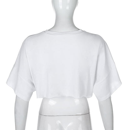 White Loose Cropped Short Sleeve Shirt