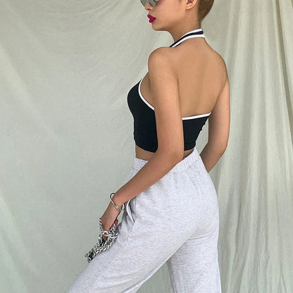 Black & White Patchwork Halter Top
