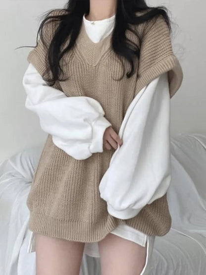 Grey Thick Knit Sweater Vest