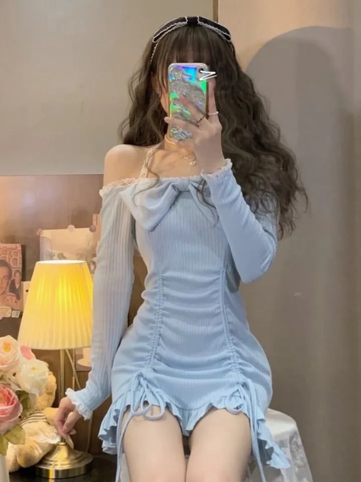 Ruffle Lace Wrap Bodycon Dress