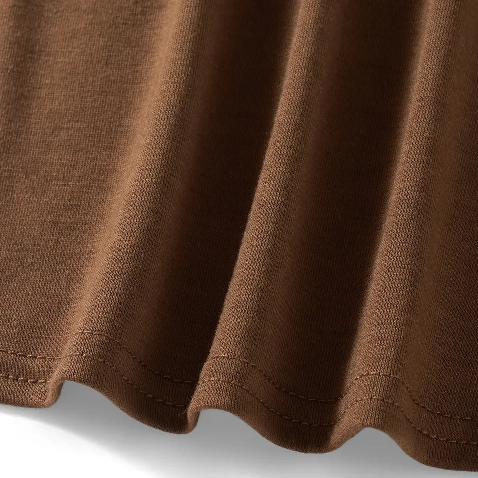 Brown Lace Trim Short Sleeve Shirt