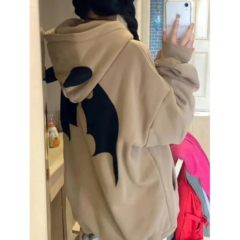 Demon Horn Oversized Zipper Hoodie