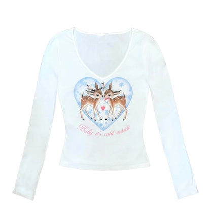 Bear & Gingerbread V Neck Long Sleeve Shirt