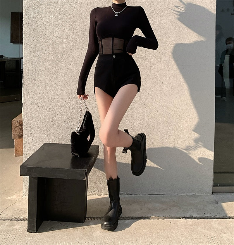 Black See Through Long Sleeve Shirt