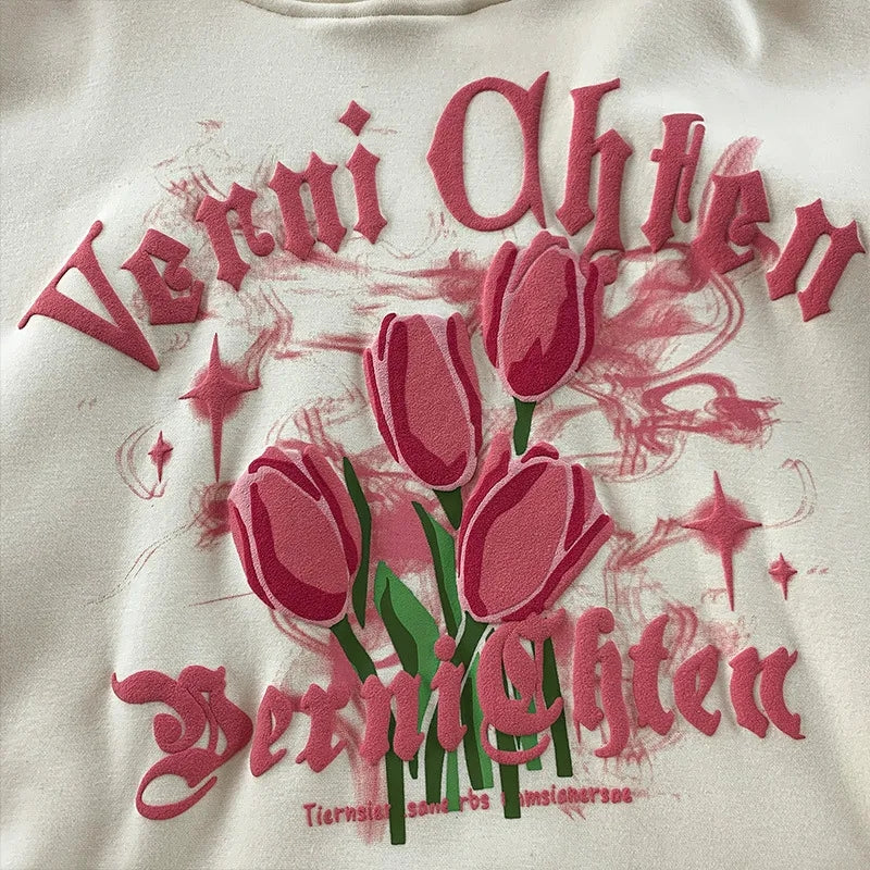 Tulip Flower Graphic Print Hoodie