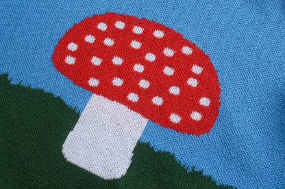 Mushroom Print Patchwork Sweater