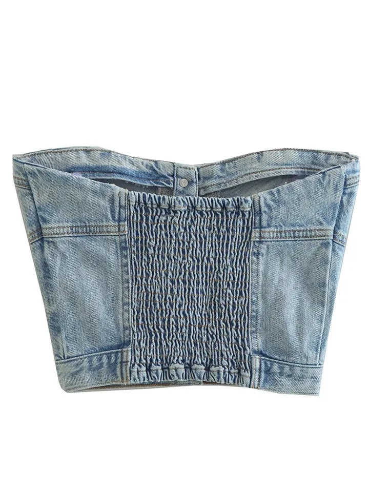 Blue Denim Tube Top