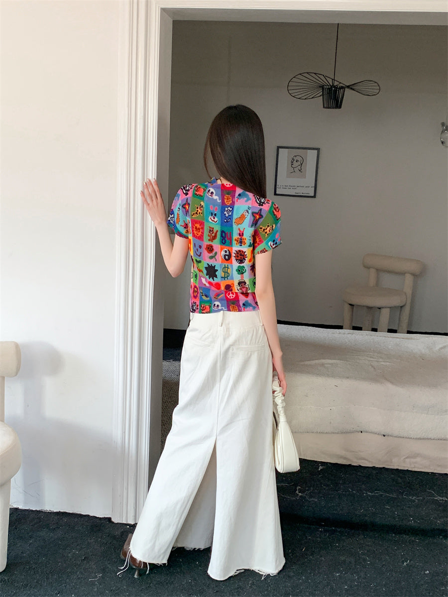 Rainbow Y2K Graphic Print Short Sleeve T-shirt