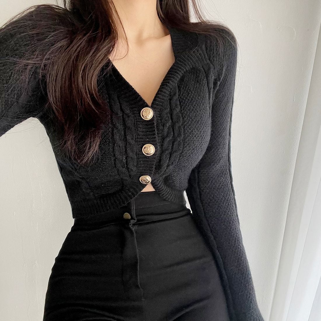 Pink Crop Top Long Sleeve Cardigan
