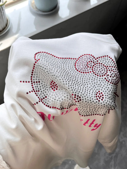 Kitty Cat Anime Rhinestone Short Sleeve T-shirt