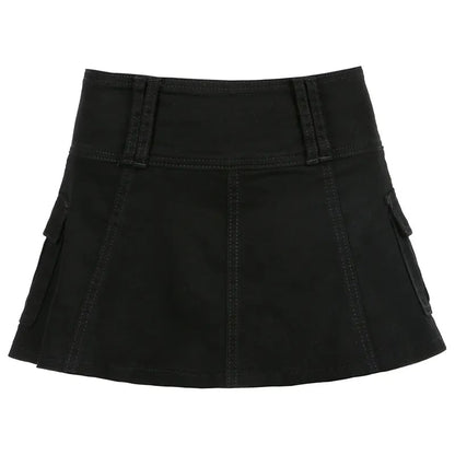 White Denim A-Line Low Waist Skirt