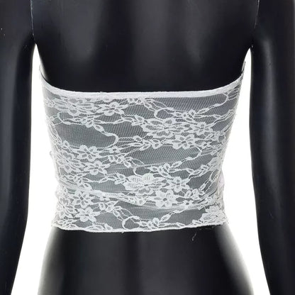 Floral Lace Patchwork Fairycore Tube Top