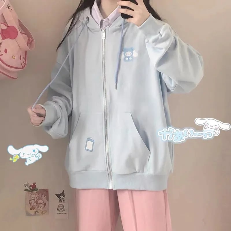 Pink Rabbit Print Oversized Hoodie