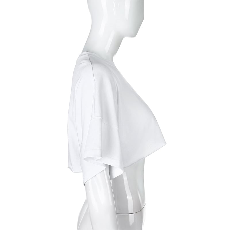 White Loose Cropped Short Sleeve Shirt