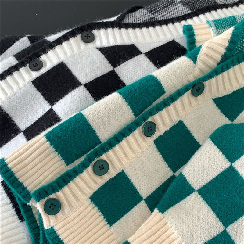 Checkboard Patchwork Cardigan