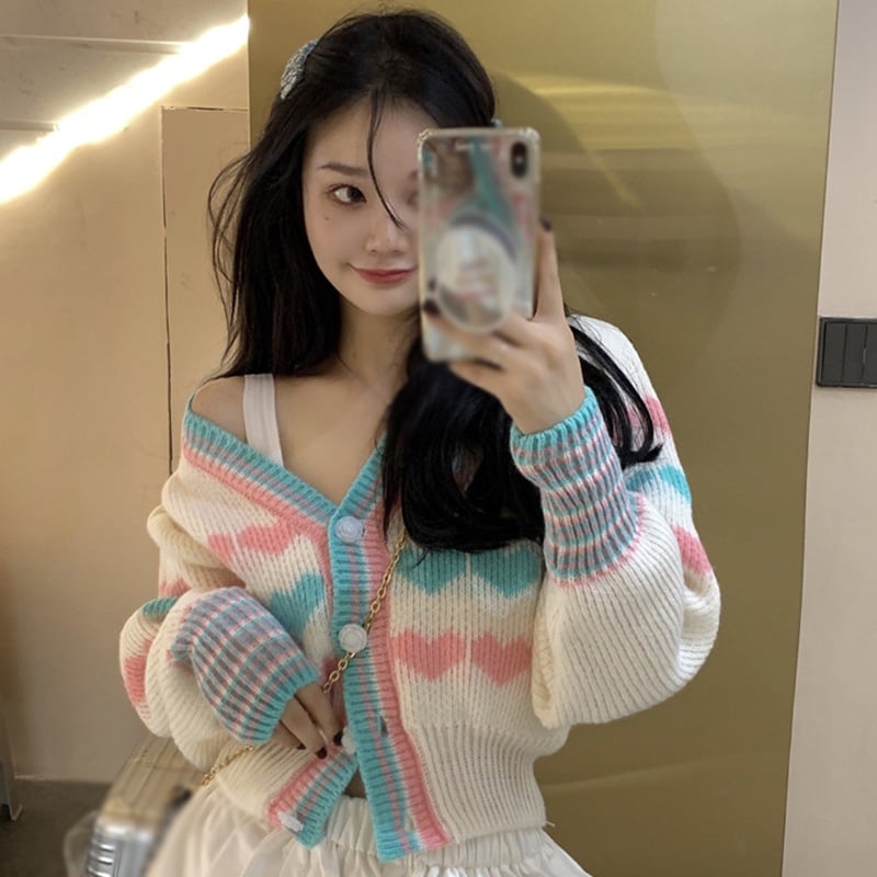 Heart Knit Cardigan Sweater